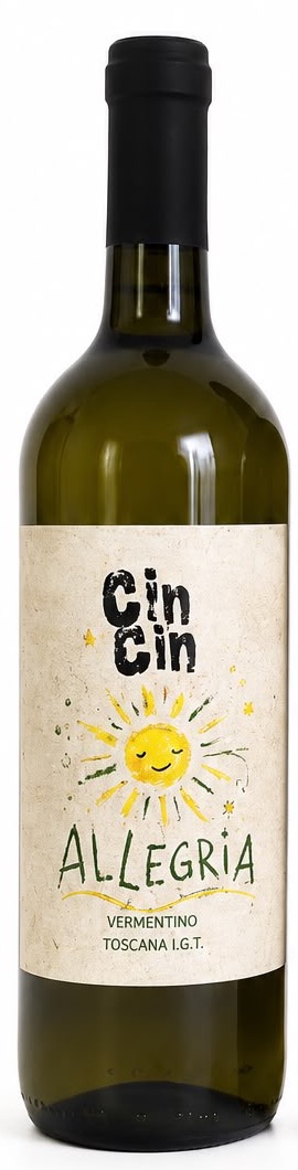 Bottiglia di CinCin Allegria, Vermentino Toscana I.G.T.