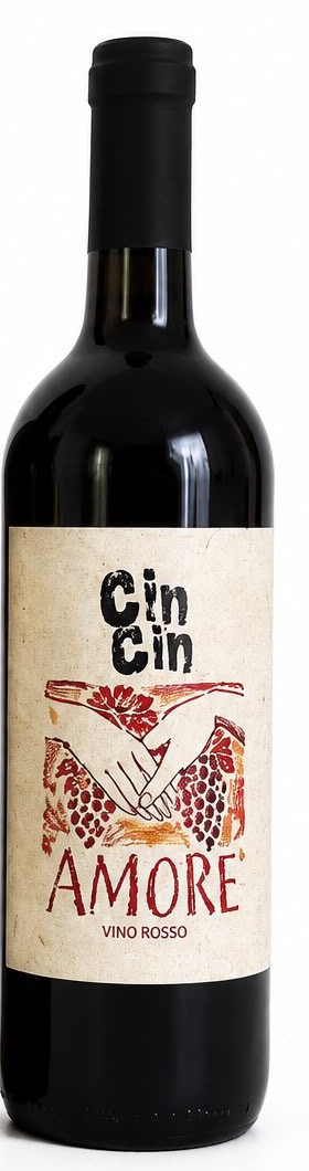 Bottiglia di CinCin Amore, vino rosso